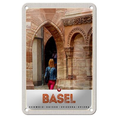 Blechschild Reise 12x18cm Basel Schweiz Urlaub Stadttour Ansicht Schild