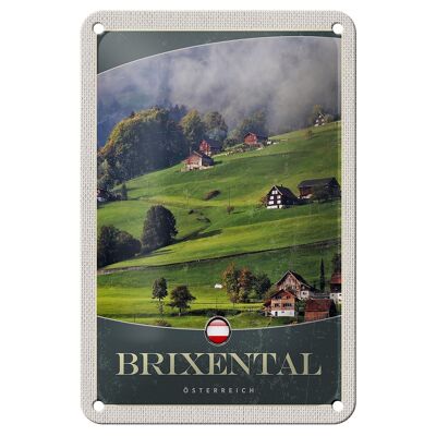 Cartel de chapa de viaje, 12x18cm, Brixental, naturaleza, vacaciones, pradera, bosques