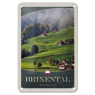 Blechschild Reise 12x18cm Brixental Natur Urlaub Wiese Wälder Schild