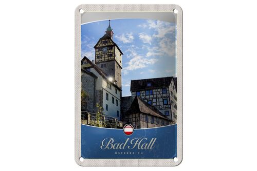 Blechschild Reise 12x18cm Bad Hall Gebäude Mittelalter Urlaub Schild