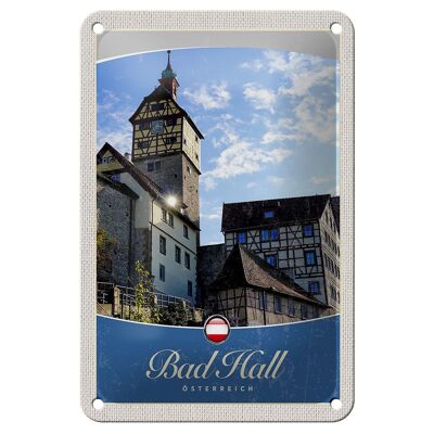 Blechschild Reise 12x18cm Bad Hall Gebäude Mittelalter Urlaub Schild