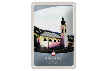 Panneau de voyage en étain 12x18cm, panneau d'église d'Aschau im Zillertal autriche 1