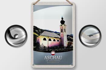 Panneau de voyage en étain 12x18cm, panneau d'église d'Aschau im Zillertal autriche 2