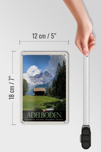 Panneau de voyage en étain, 12x18cm, Adelboden, suisse, forêt, chalet 5