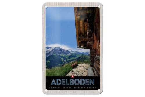 Blechschild Reise 12x18cm Adelboden Schweiz Aussicht auf Gebirge Schild
