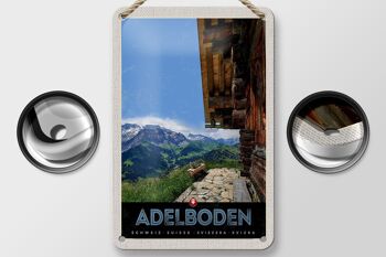 Panneau de voyage en étain, 12x18cm, Adelboden, suisse, vue sur les montagnes 2