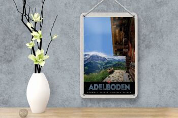 Panneau de voyage en étain, 12x18cm, Adelboden, suisse, vue sur les montagnes 4