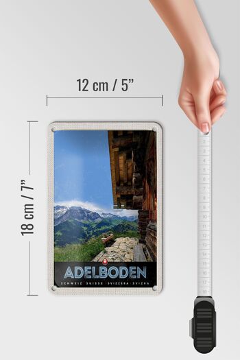 Panneau de voyage en étain, 12x18cm, Adelboden, suisse, vue sur les montagnes 5