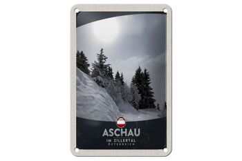 Signe en étain voyage 12x18cm Aschau im Zillertal Autriche signe de neige 1