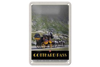 Panneau de voyage en étain 12x18cm, col du Saint-Gothard, panneau de calèche en suisse 1