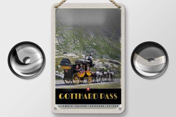 Panneau de voyage en étain 12x18cm, col du Saint-Gothard, panneau de calèche en suisse 2
