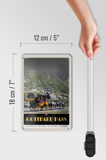 Panneau de voyage en étain 12x18cm, col du Saint-Gothard, panneau de calèche en suisse 5