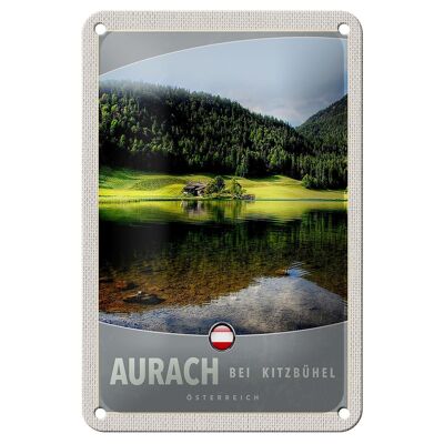 Cartel de chapa de viaje 12x18cm Aurach cerca de Kitzbühel, cartel de bosques naturales