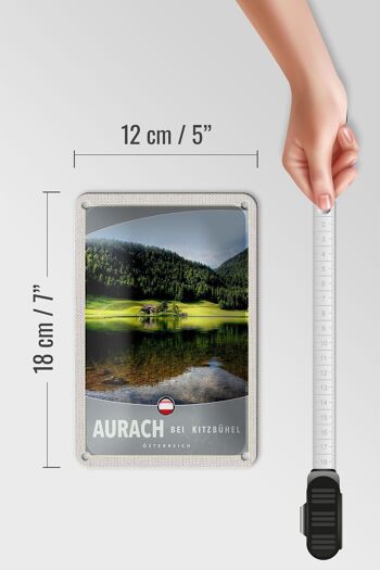 Panneau en étain de voyage 12x18cm, panneau Aurach près de Kitzbühel, forêt naturelle 5
