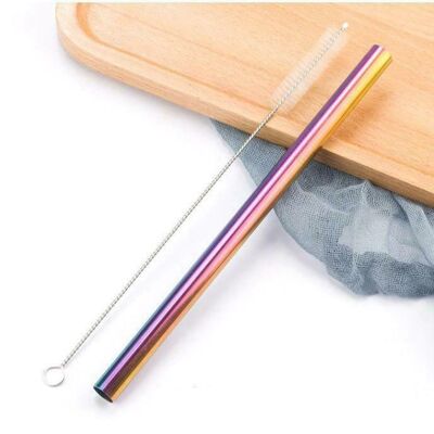 Stainless steel straw XL rainbow color for bubble tea, cocktail and smoothie