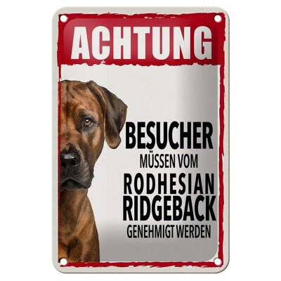 Blechschild Spruch 12x18cm Tiere Achtung Rodhesian Ridgeback Schild