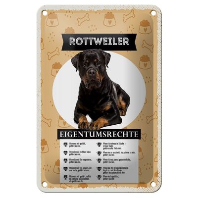 Targa in metallo con scritta in regalo 12x18 cm Rottweiler con diritti di proprietà