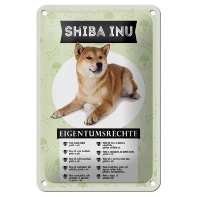 Letrero de hojalata que dice 12x18cm Signo de regalo de derechos de propiedad Shiba Inu