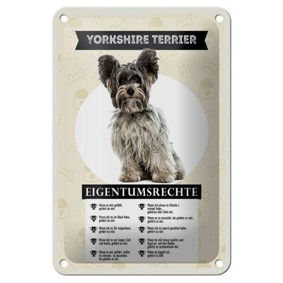 Targa in metallo con scritta "Yorkshire Terrier" 12x18 cm