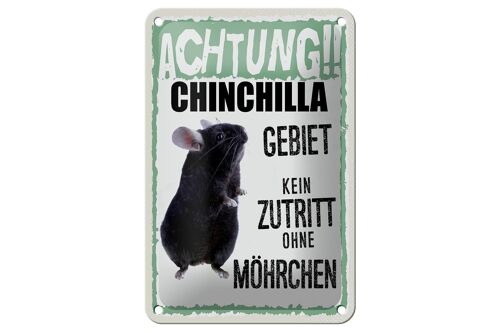 Blechschild Spruch 12x18cm Tiere Achtung Chinchilla Gebiet Dekoration