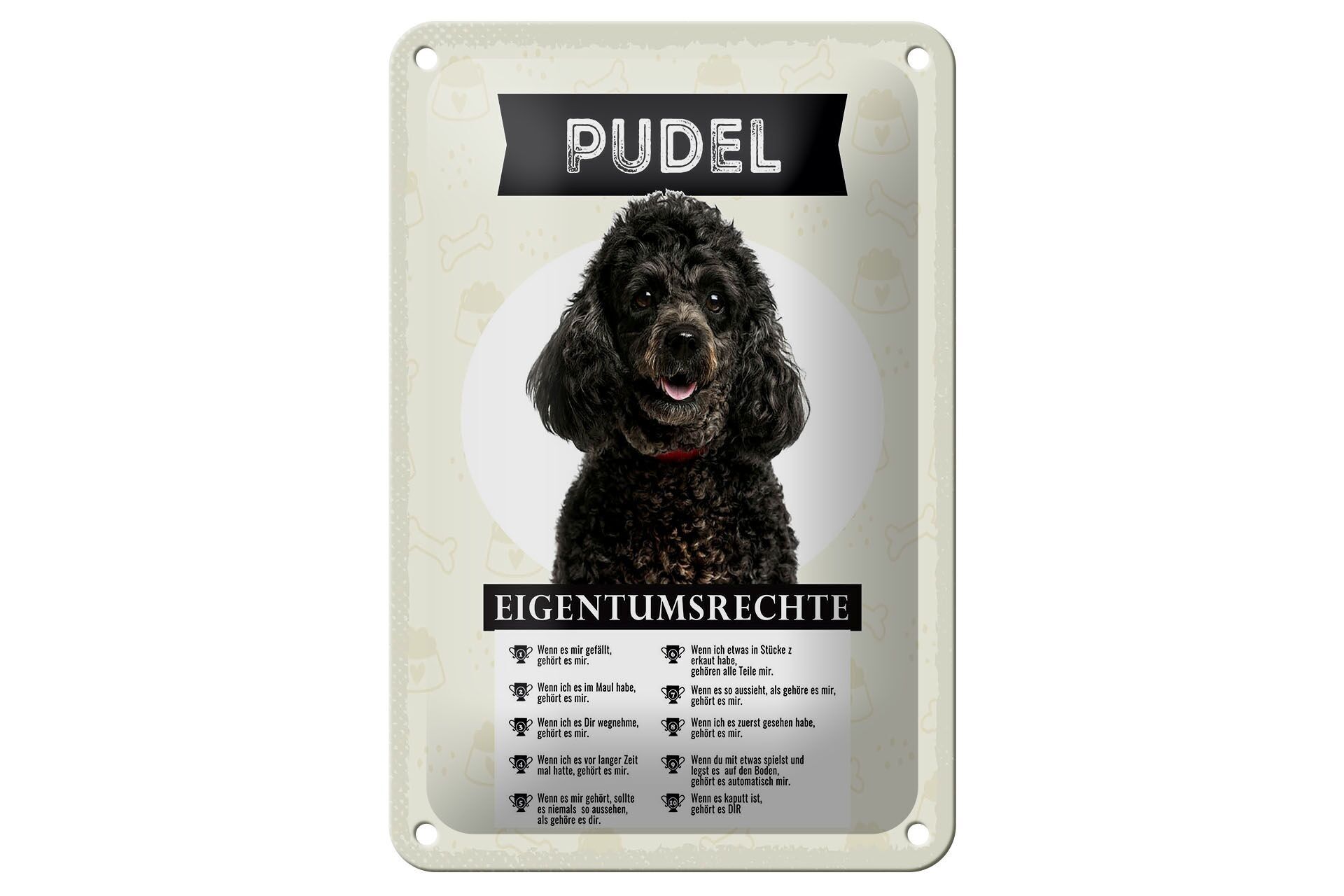 Targa in metallo con scritta 12x18 cm Decorazione regalo con diritti di proprietà del barboncino