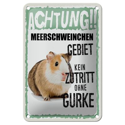 Tin sign saying 12x18cm animals caution guinea pigs decoration