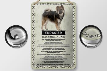 Panneau en étain indiquant les animaux Eurasier, règles de la maison, décoration pour chiens, 12x18cm 2