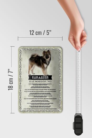 Panneau en étain indiquant les animaux Eurasier, règles de la maison, décoration pour chiens, 12x18cm 5