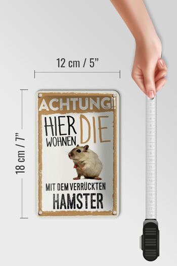 Panneau en étain disant 12x18cm animaux attention ici décoration hamster 5