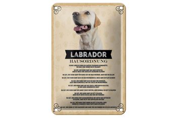 Panneau en étain indiquant les règles de la maison du Labrador, 12x18cm, signe pour chiens 1