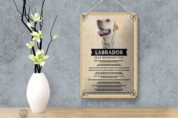 Panneau en étain indiquant les règles de la maison du Labrador, 12x18cm, signe pour chiens 4