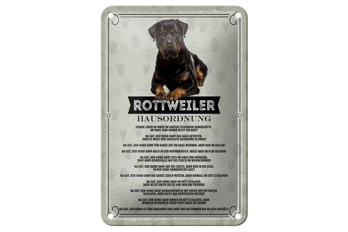 Blechschild Spruch 12x18cm Tiere Rottweiler Hausordnung Hunde Schild