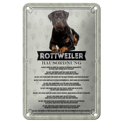 Blechschild Spruch 12x18cm Tiere Rottweiler Hausordnung Hunde Schild