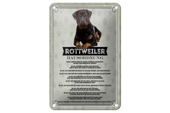 Panneau en étain indiquant les règles de la maison des animaux Rottweiler, 12x18cm, panneau pour chiens 1