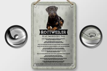 Panneau en étain indiquant les règles de la maison des animaux Rottweiler, 12x18cm, panneau pour chiens 2