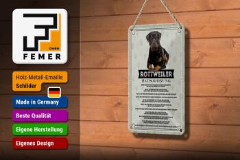 Panneau en étain indiquant les règles de la maison des animaux Rottweiler, 12x18cm, panneau pour chiens 3