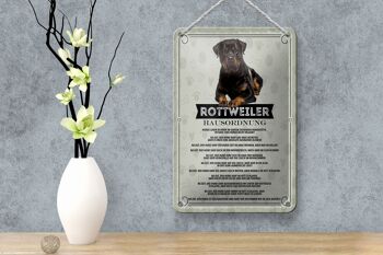 Panneau en étain indiquant les règles de la maison des animaux Rottweiler, 12x18cm, panneau pour chiens 4