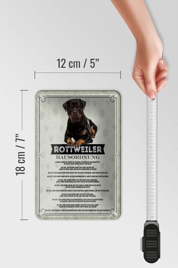 Panneau en étain indiquant les règles de la maison des animaux Rottweiler, 12x18cm, panneau pour chiens 5