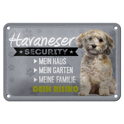 Blechschild Spruch 18x12cm Havaneser Security dein Risiko Dekoration