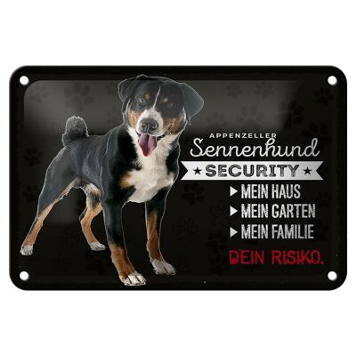 Metal sign saying 18x12cm Sennenhund Security my house sign
