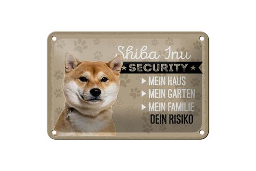 Blechschild Spruch 18x12cm Shiba Inu Security dein Risiko Dekoration