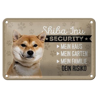 Cartel de chapa que dice 18x12cm Shiba Inu Seguridad tu decoración de riesgo
