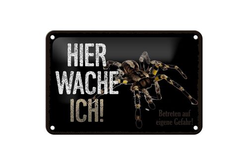 Blechschild Spruch 18x12cm Spinne hier wache ich eigene Gefahr Schild