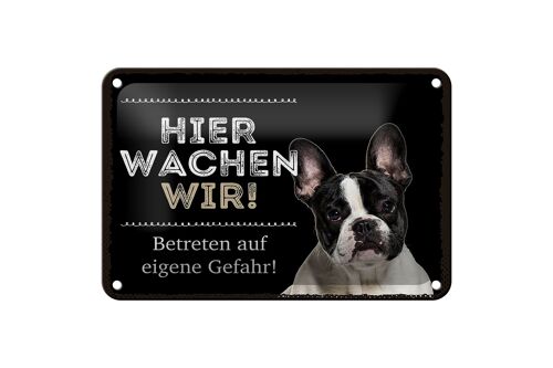 Blechschild Spruch 18x12cm Tiere hier wachen wir eigene Gefahr Schild