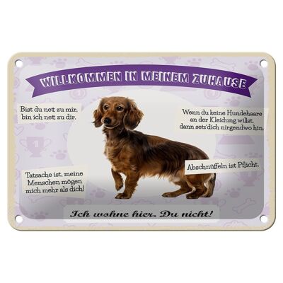 Blechschild Spruch 18x12cm Tiere Dackel willkommen wohne hier Schild