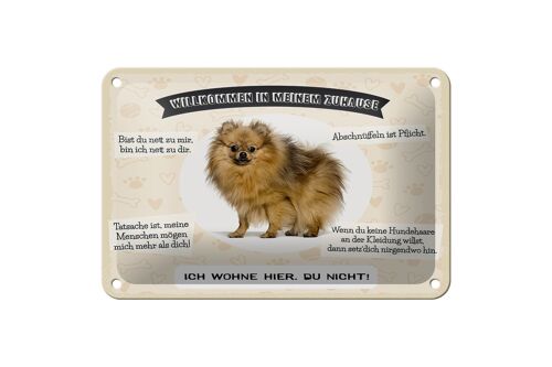 Blechschild Spruch 18x12cm Tiere Spitz willkommen wohne hier Schild