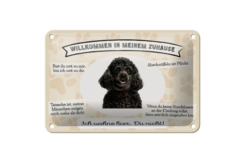 Blechschild Spruch 18x12cm Tiere Pudel willkommen Zuhause Dekoration