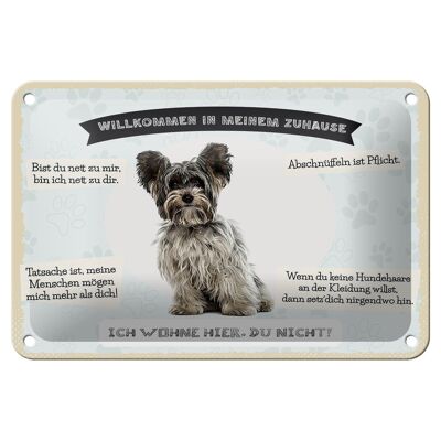 Letrero de chapa que dice animales de 18x12 cm, letrero de bienvenida de Yorkshire Terriers