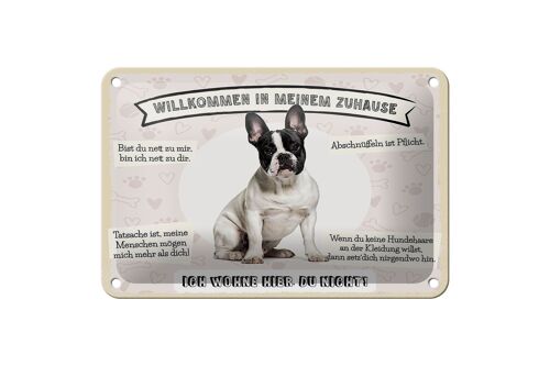 Blechschild Spruch 18x12cm Frech Bulldog willkommen Zuhause Schild