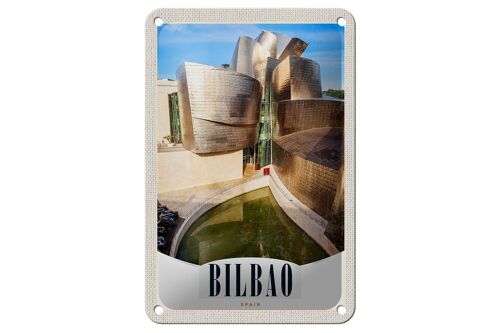 Blechschild Reise 12x18cm Bilbao Spanien Architektur Europa Schild